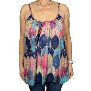 C.O.Z.Y. Color Block Spaghetti Strap Tank Top loose fit Size Large